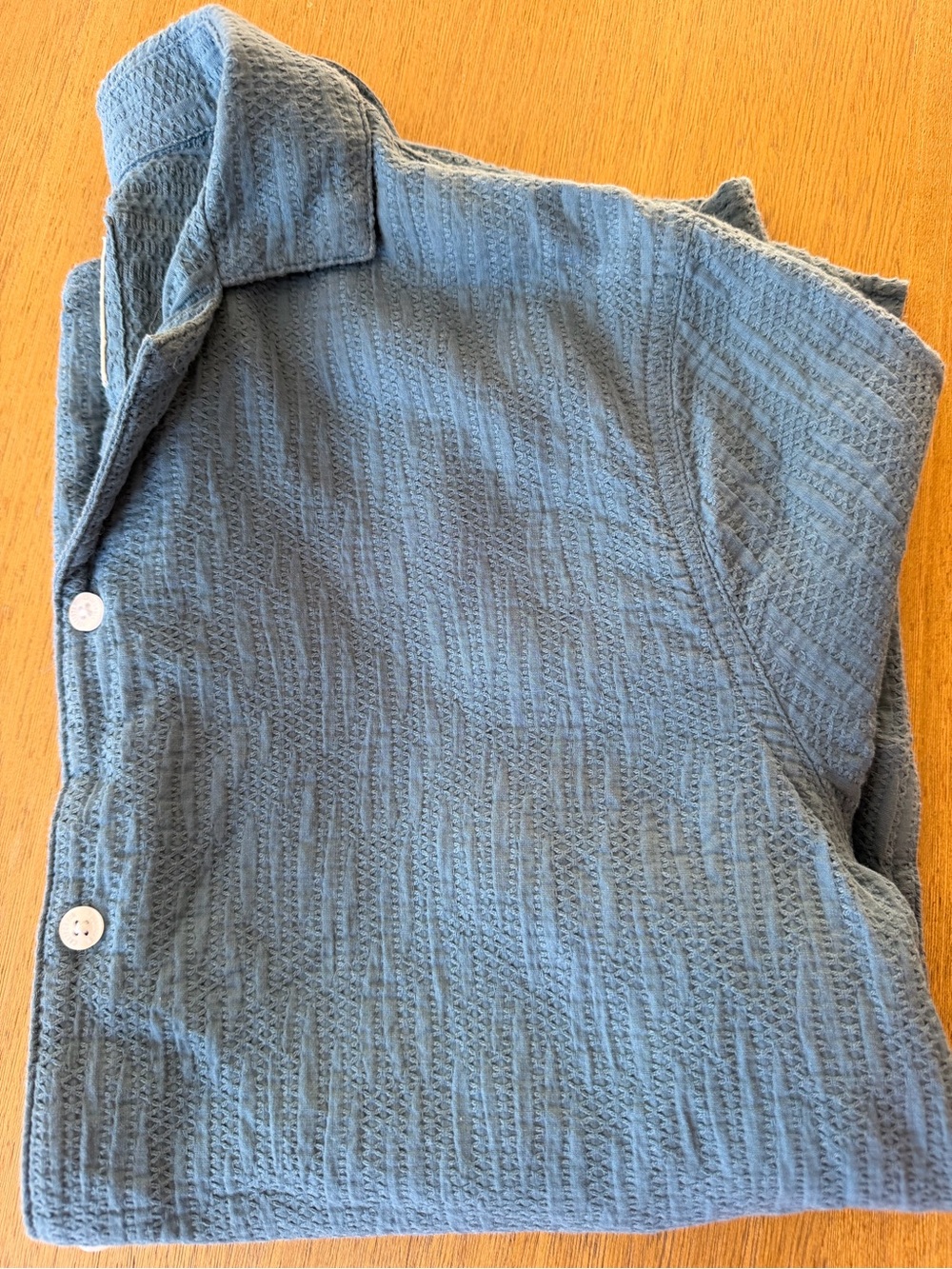 Hollister Men's Textured Button-Down Shirt in Blue